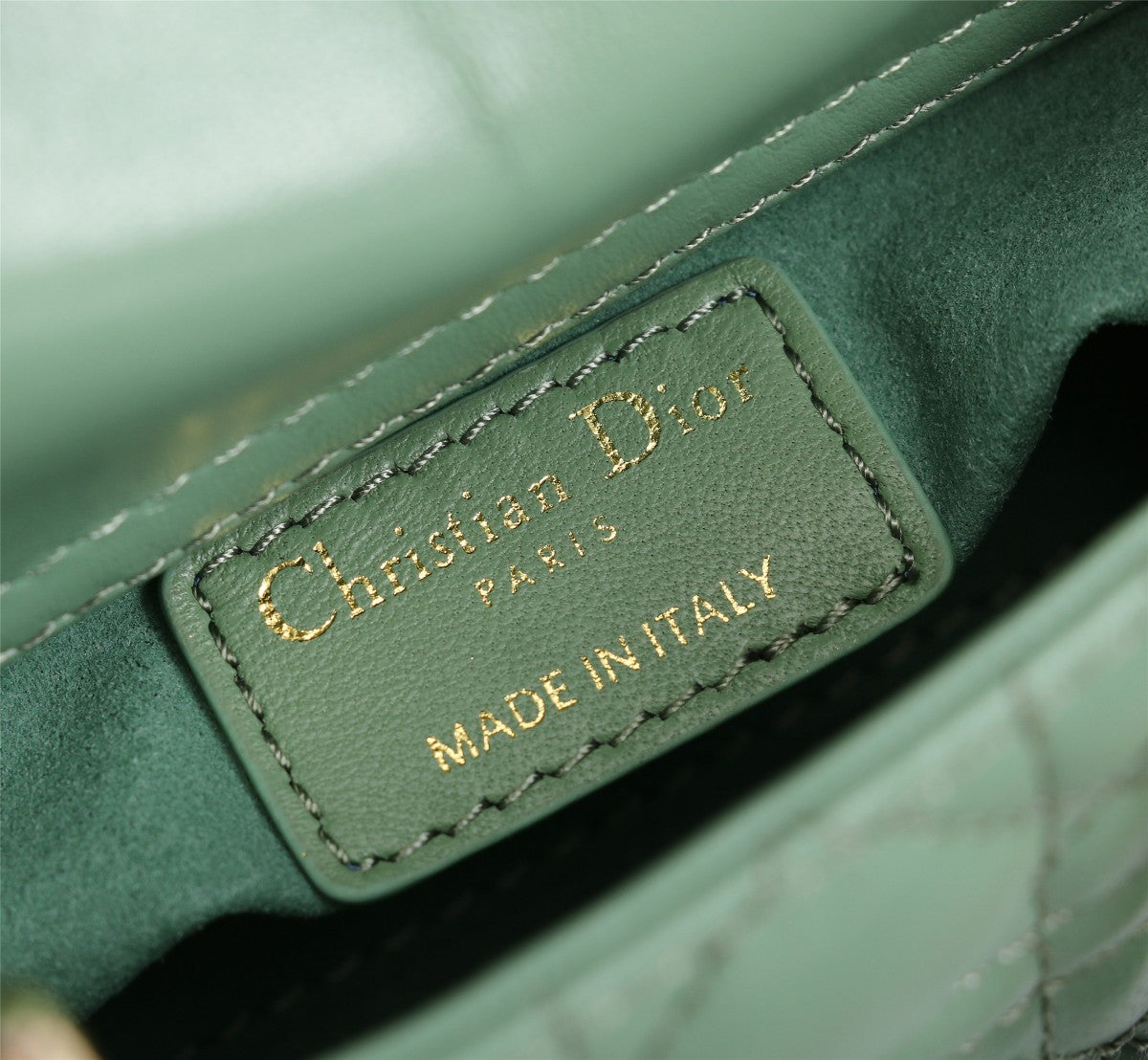 Dior Mint Green Quilted Leather Mini Top Handle Handbag with Strap