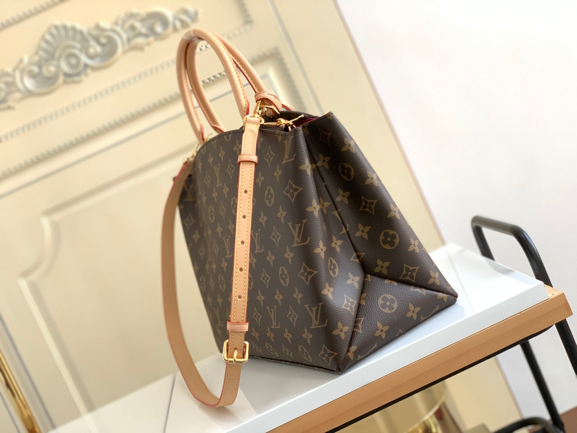 Louis Vuitton Classic Brown Monogram Print Satchel Bag with Shoulder Strap