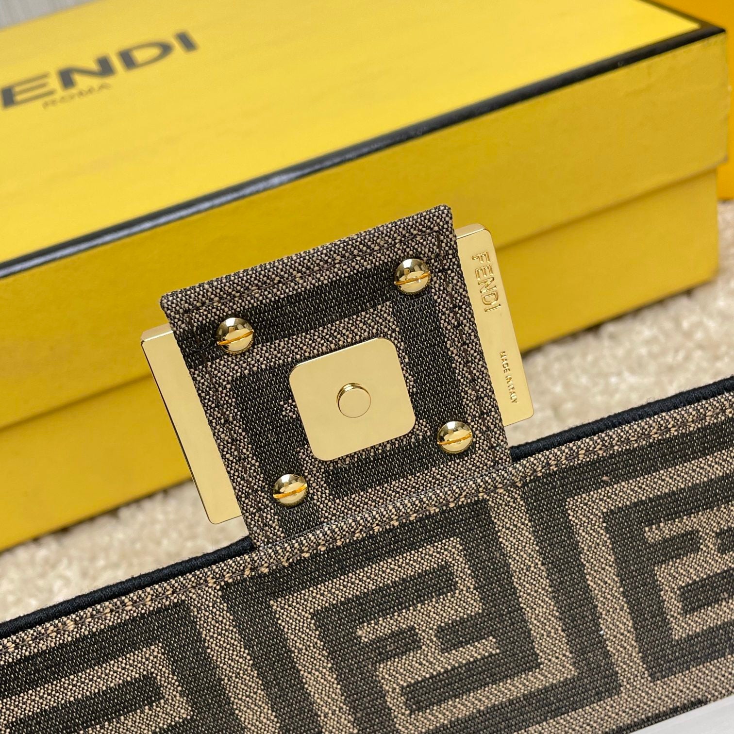 Fendace Baguette Bag - Fendi x Versace Collaboration - Small Brown Monogram Canvas