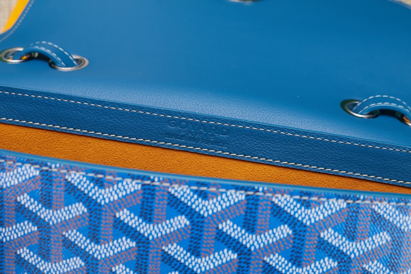 Gogy Blue Monogram Leather Crossbody Bag with Silver Clasp