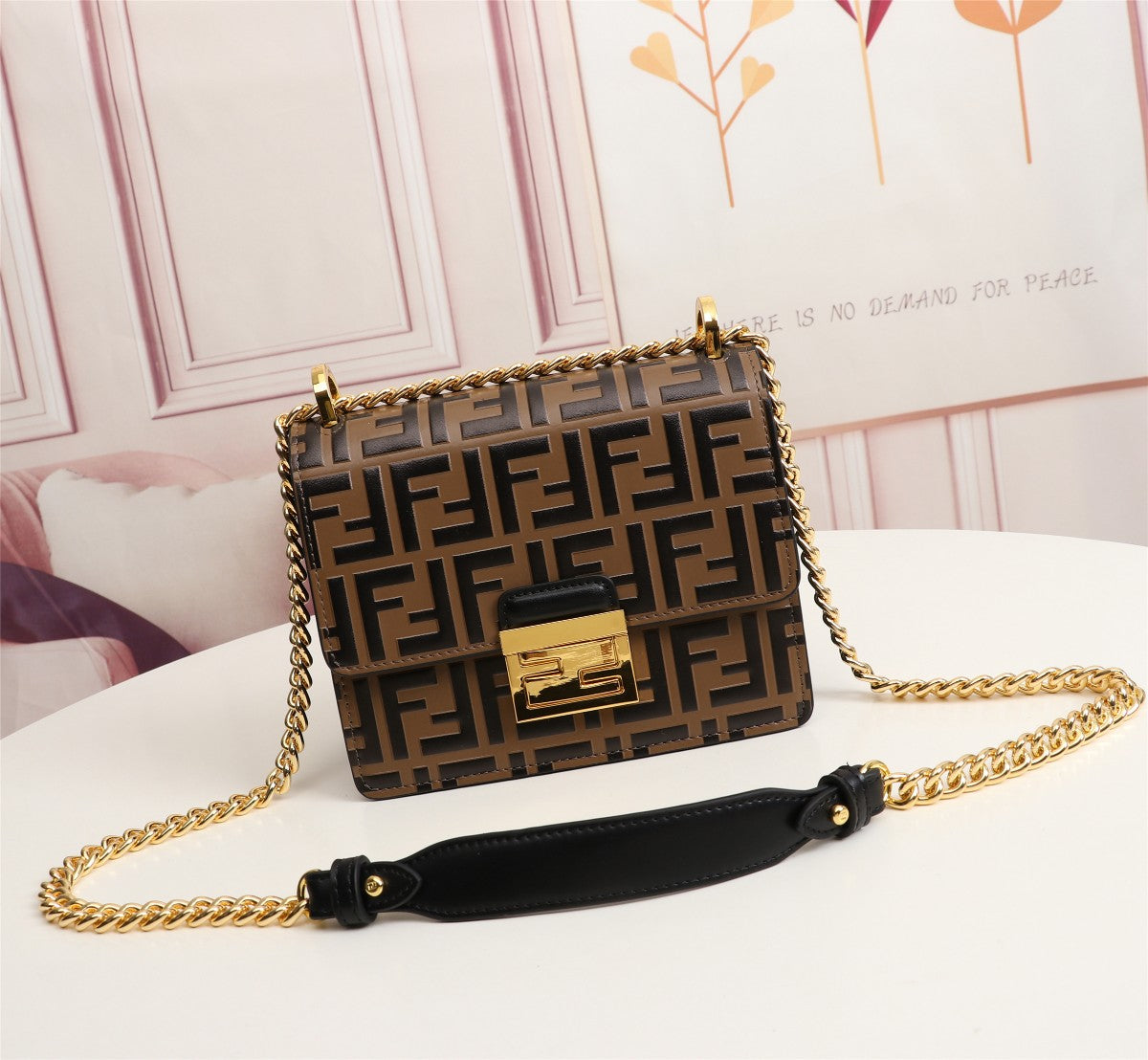 Fendi Kan I Small FF Monogram Shoulder Bag - Brown/Tobacco