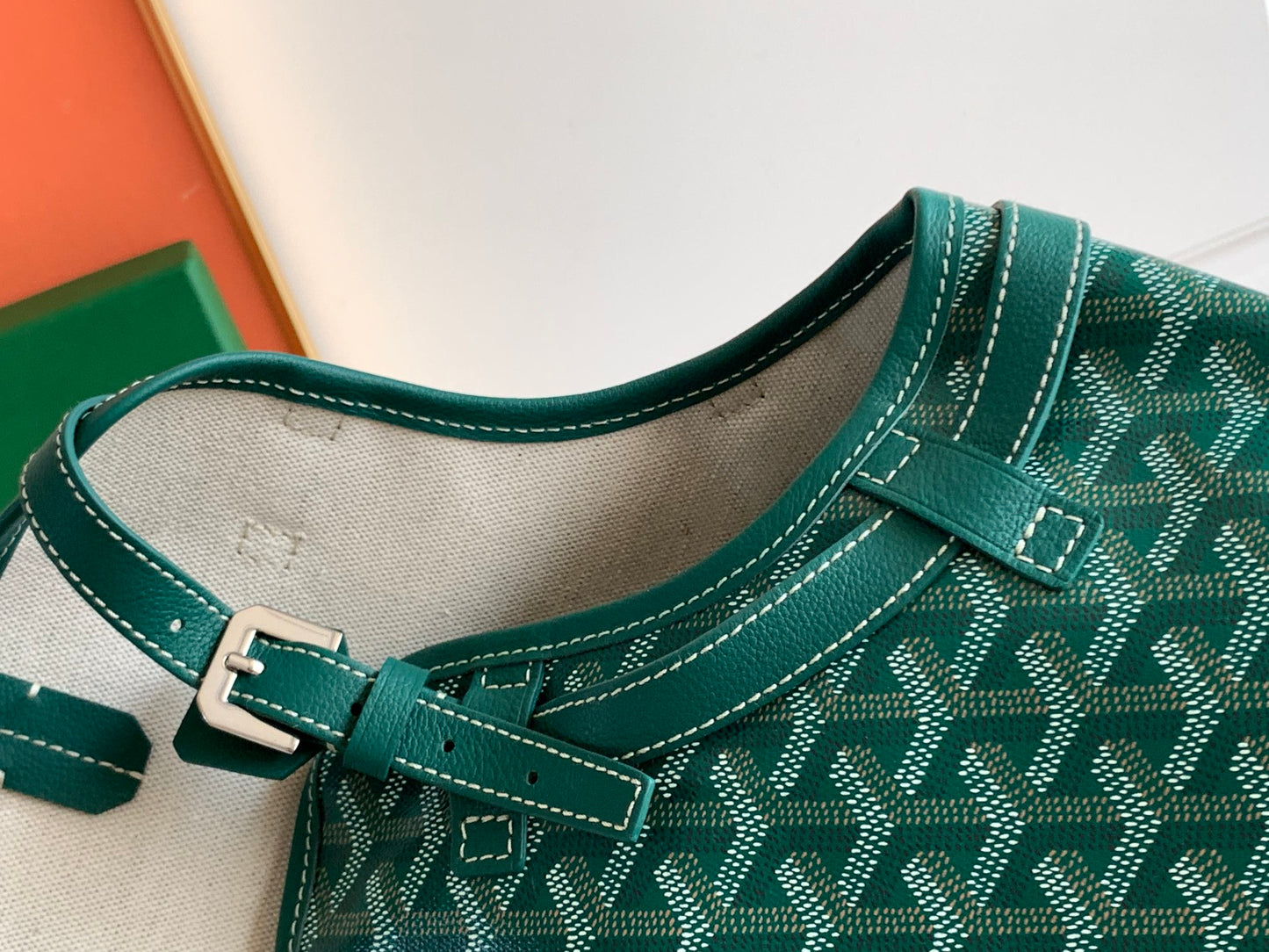 Gogy Green Geometric Pattern Canvas Tote Bag Classic Shoulder Handbag