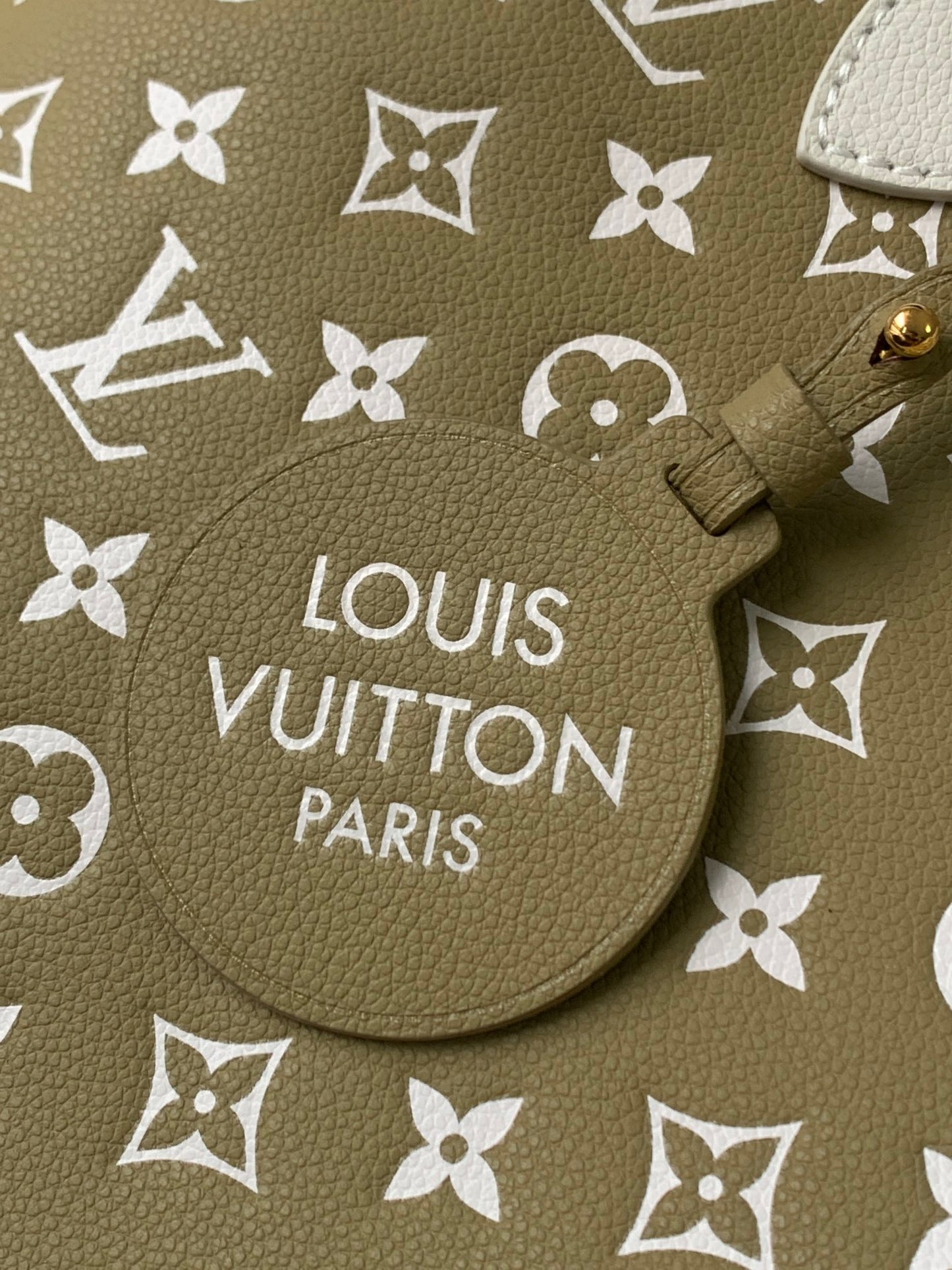 Louis Vuitton Khaki Green Monogram Canvas Tote Bag with Leather Top Handles