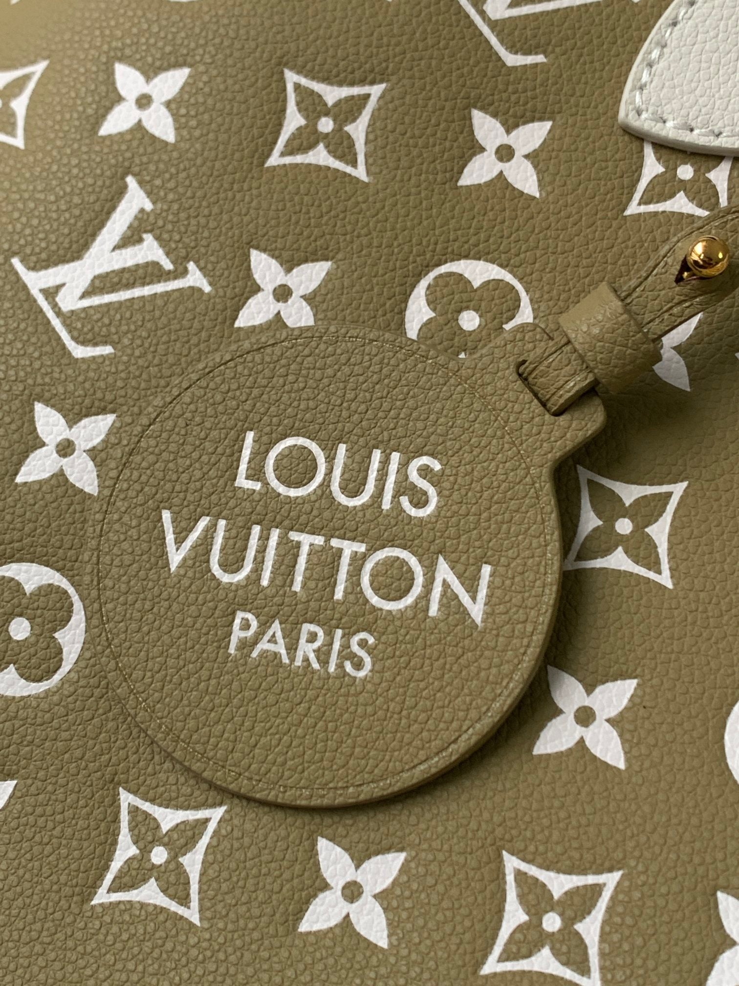 Louis Vuitton Khaki Green Monogram Canvas Tote Bag with Leather Top Handles