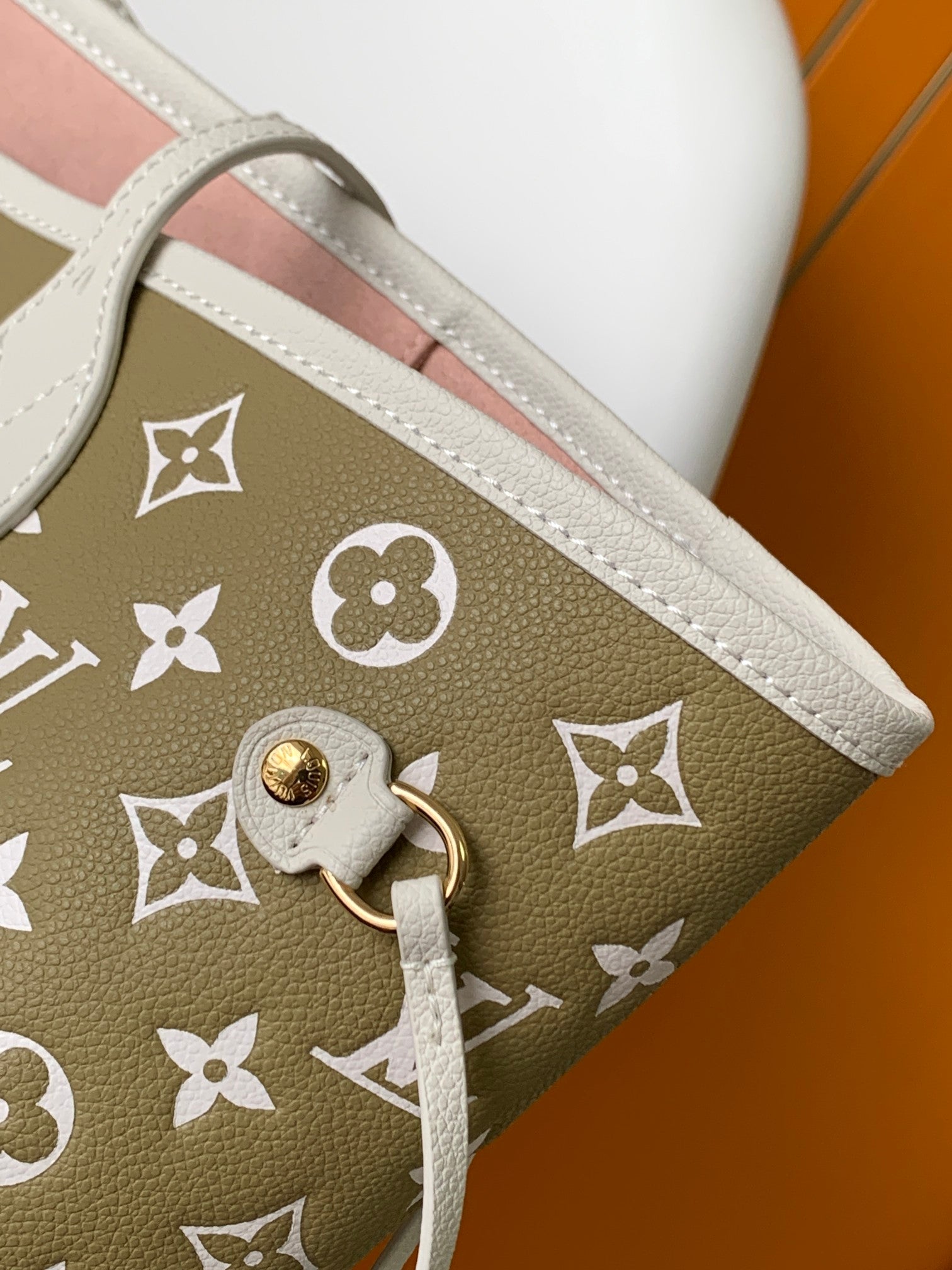 Louis Vuitton Khaki Green Monogram Canvas Tote Bag with Leather Top Handles