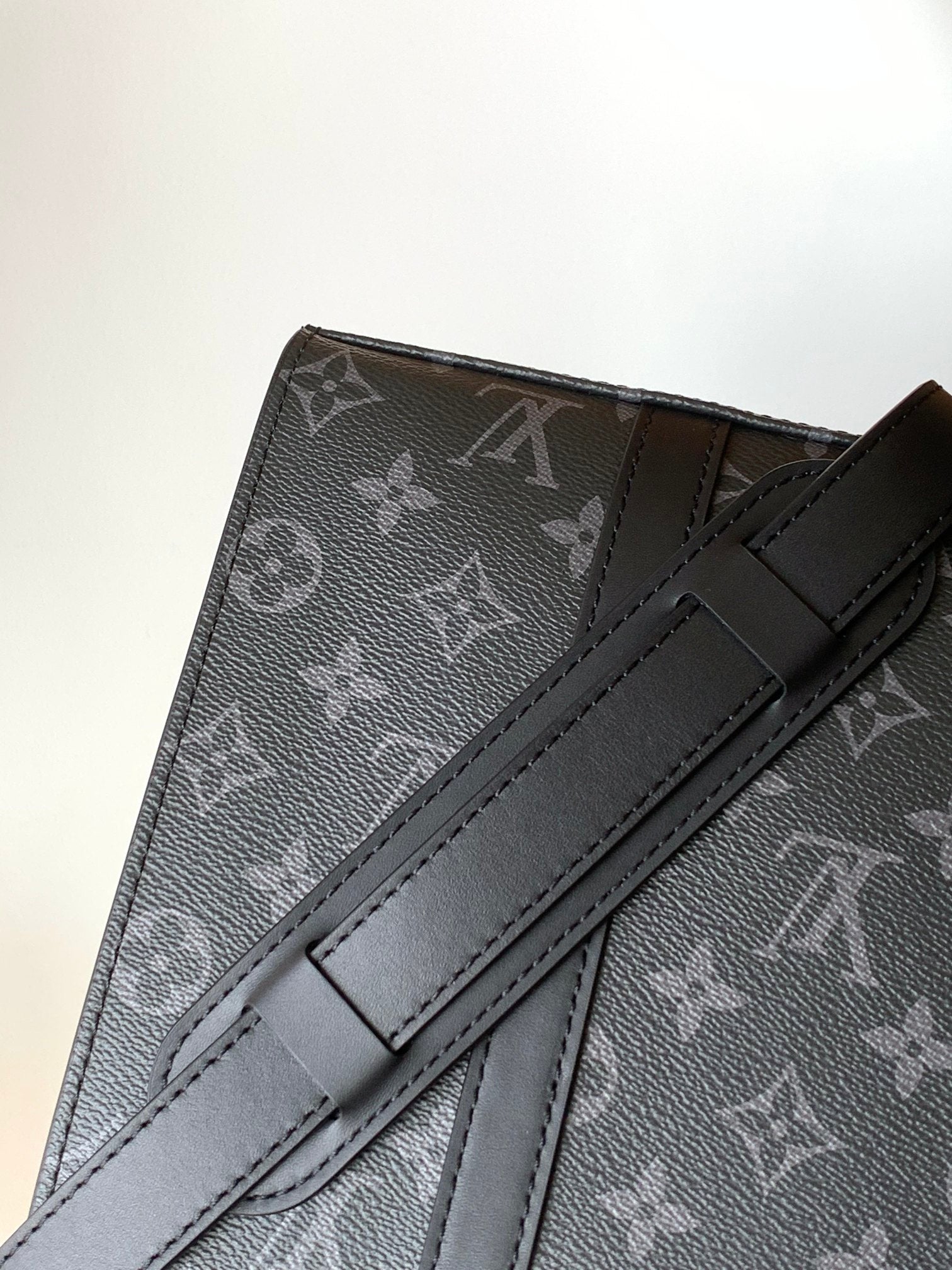 Louis Vuitton Black Monogram Square Tote Bag with Top Handle and Strap
