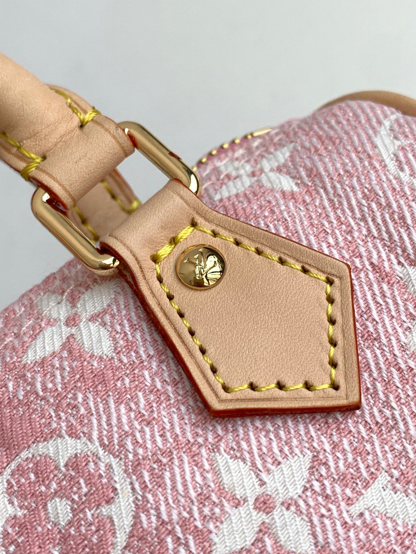Louis Vuitton Pink Monogram Mini Crossbody Duffle Bag with Tan Leather Straps