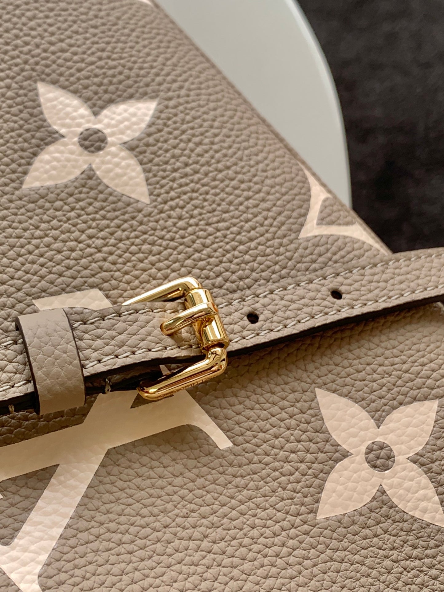 Louis Vuitton Taupe Embossed Monogram Leather Top Handle Satchel Handbag
