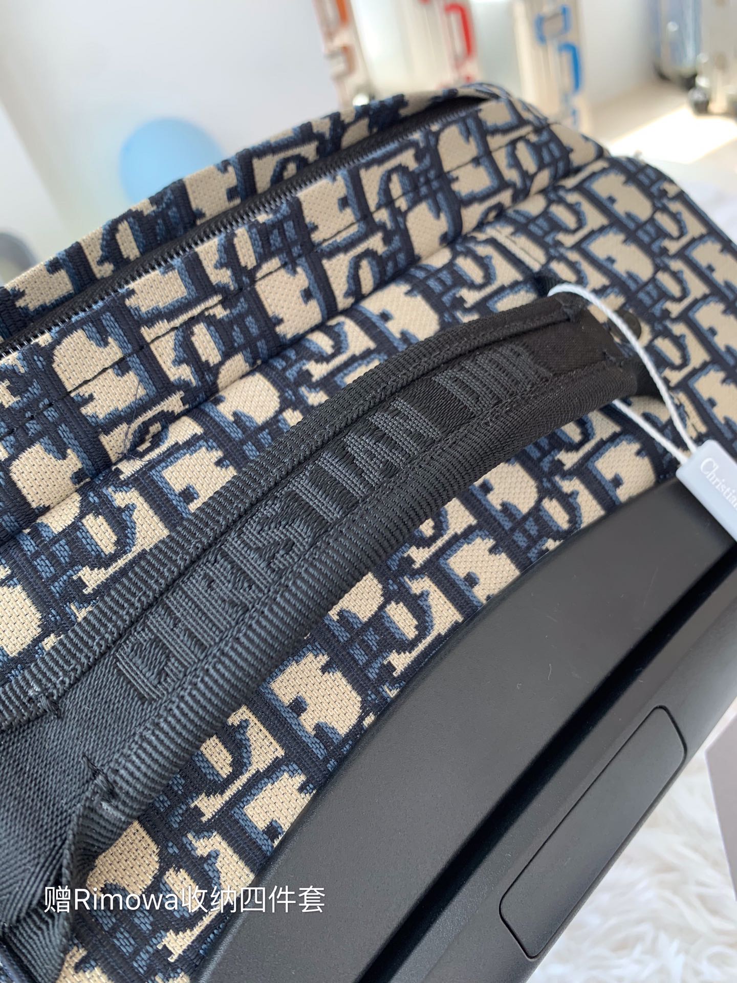 Vintage Monogram Jacquard Rolling Suitcase Travel Bag