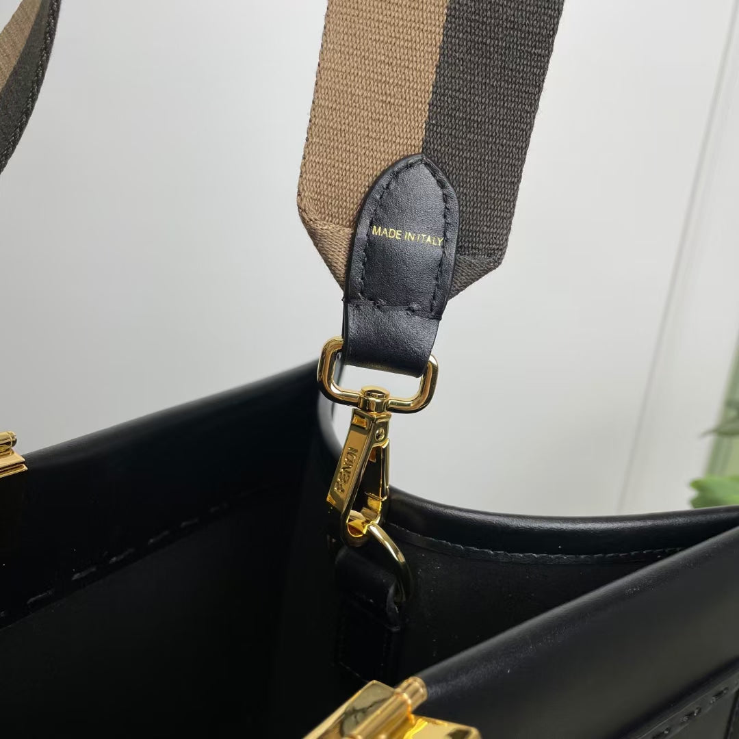 Fendi Sunshine Large Black Leather Tote Bag