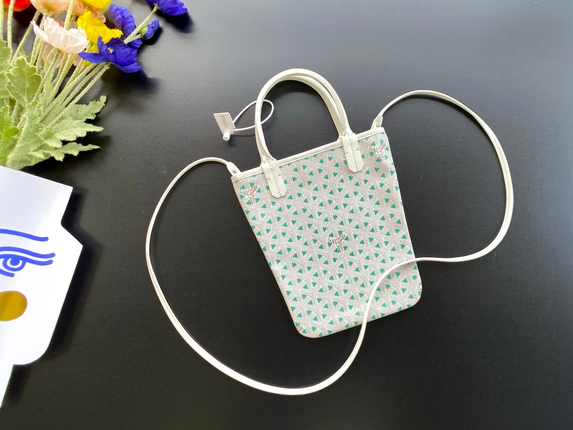 Gogy Cute Mini Green Polka Dot Crossbody Tote Bag with Handles