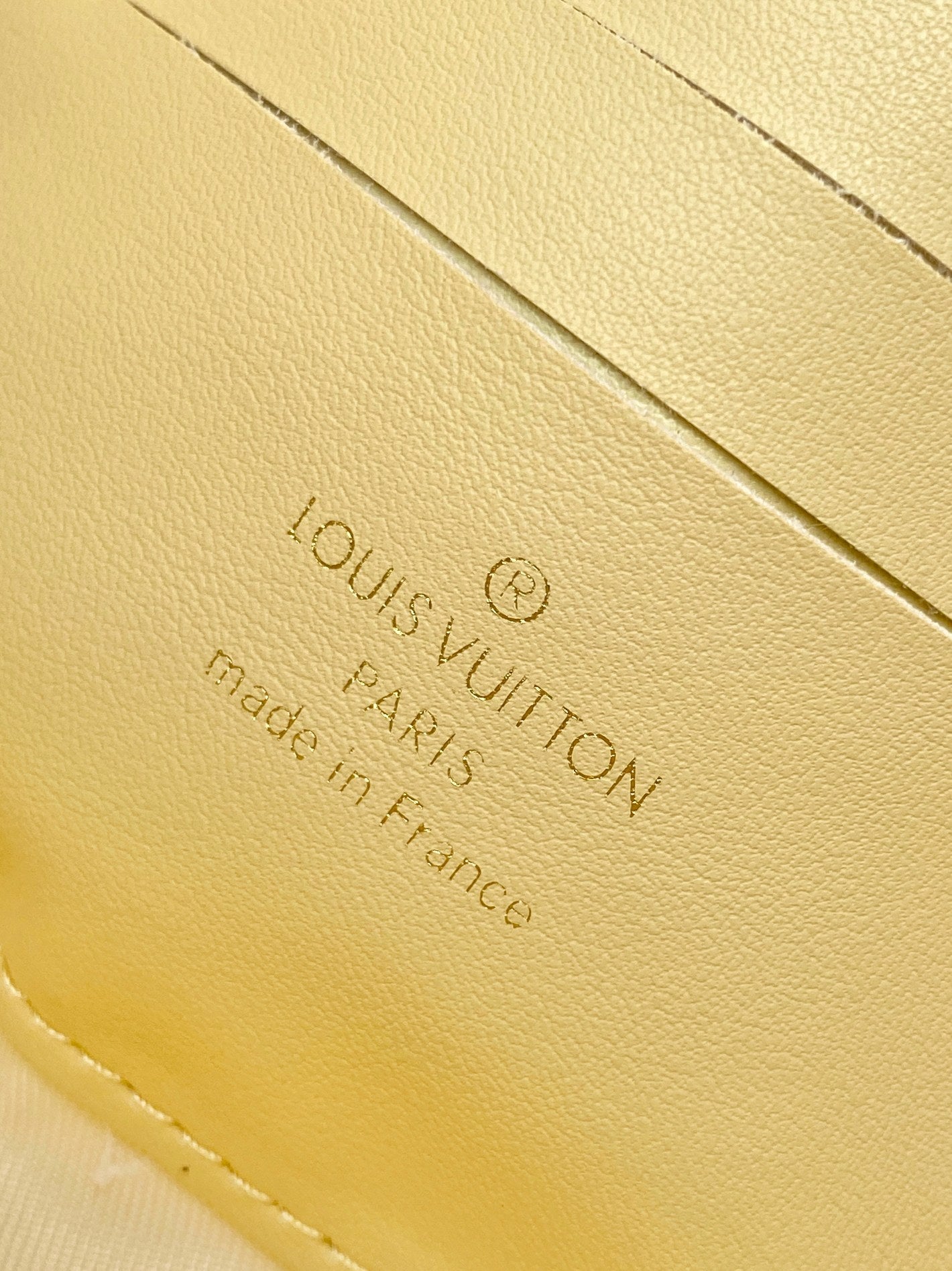Louis Vuitton Light Yellow Quilted Crossbody Bag with Chain and Wide Strap