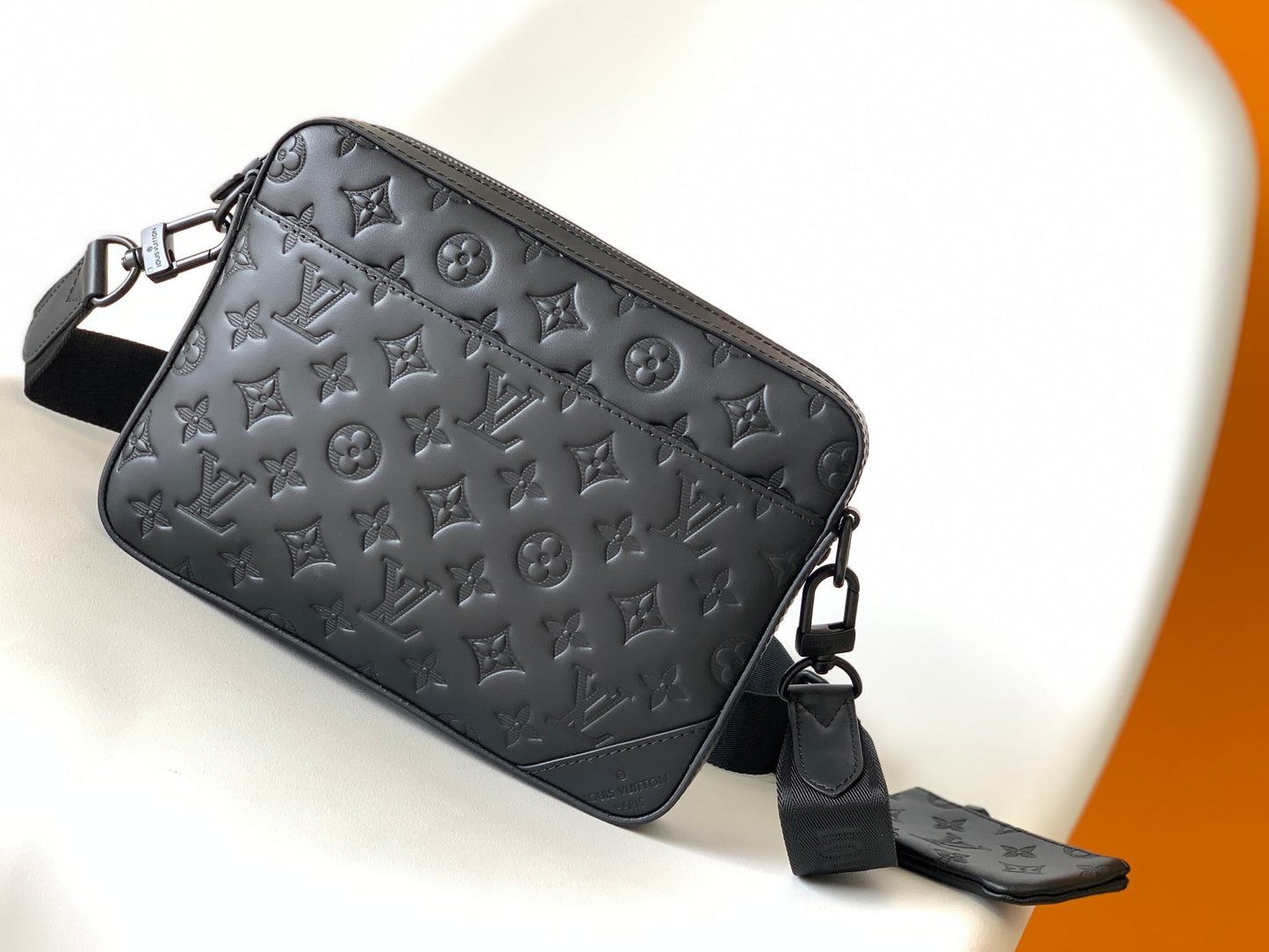 Louis Vuitton Duo Messenger Bag - Monogram Shadow Leather - Black