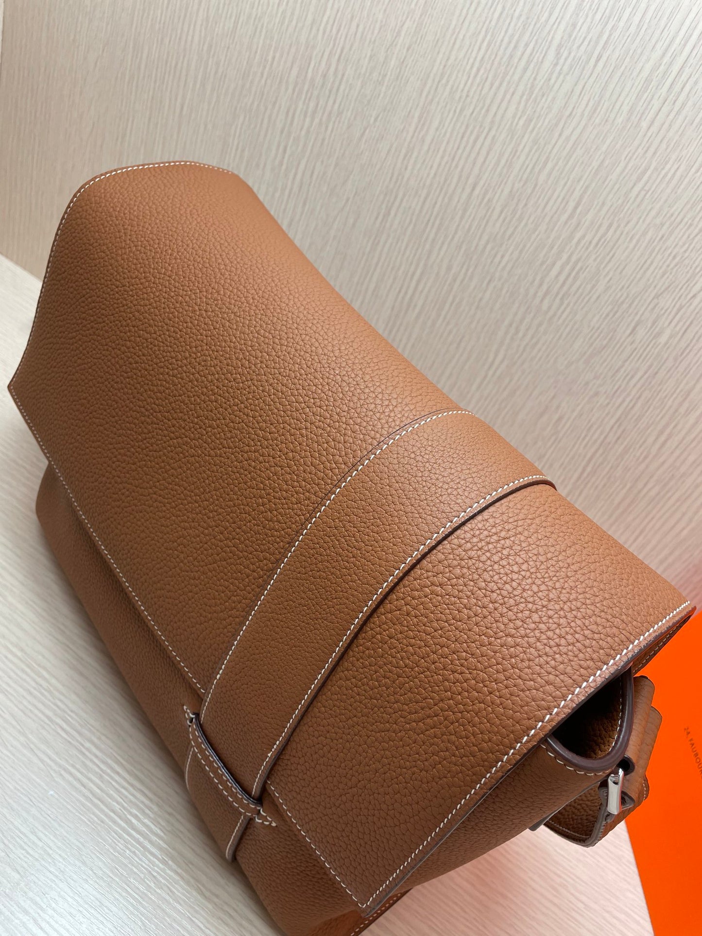 Brown Minimalist Flap Messenger Bag - Adjustable Crossbody Shoulder Bag