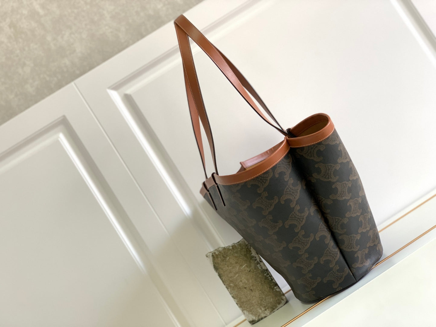 Celine Triomphe Canvas Large Cabas Tote Bag - Tan/Brown