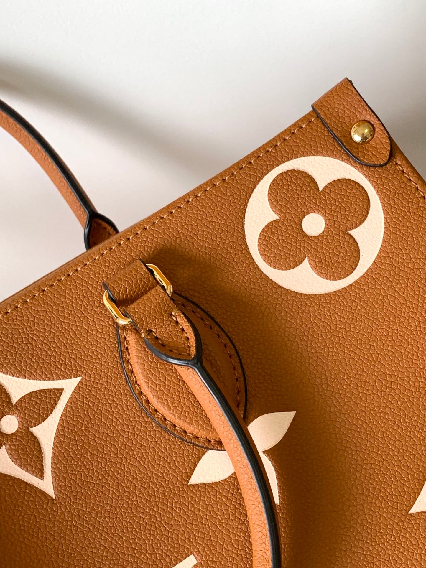 Louis Vuitton Large Brown Monogram Pattern Leather Tote Bag with Handles