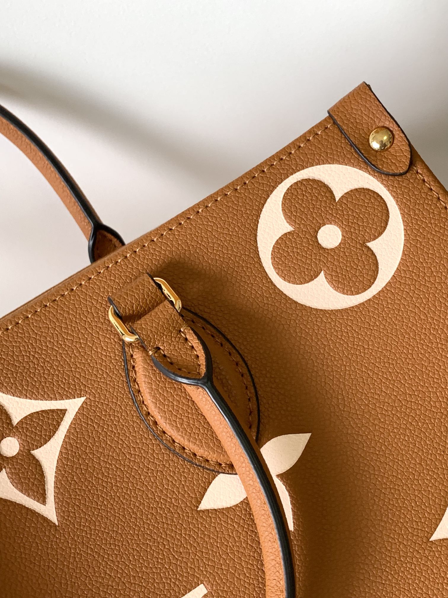 Louis Vuitton Large Brown Monogram Pattern Leather Tote Bag with Handles