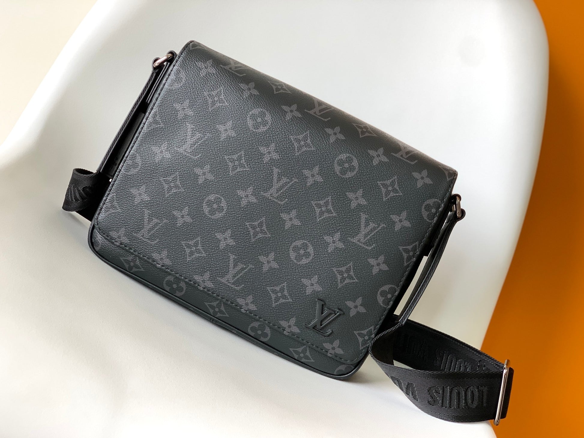 Louis Vuitton Black Monogram Canvas Messenger Bag with Adjustable Crossbody Strap