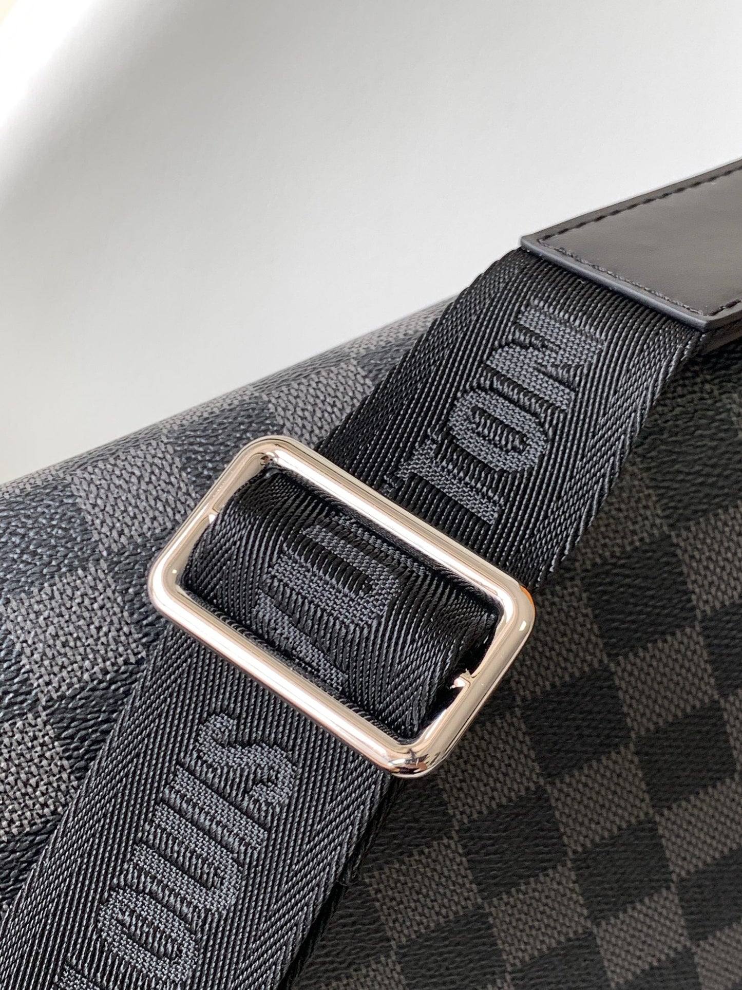 Louis Vuitton Black and Grey Checkered Canvas Crossbody Shoulder Messenger Bag