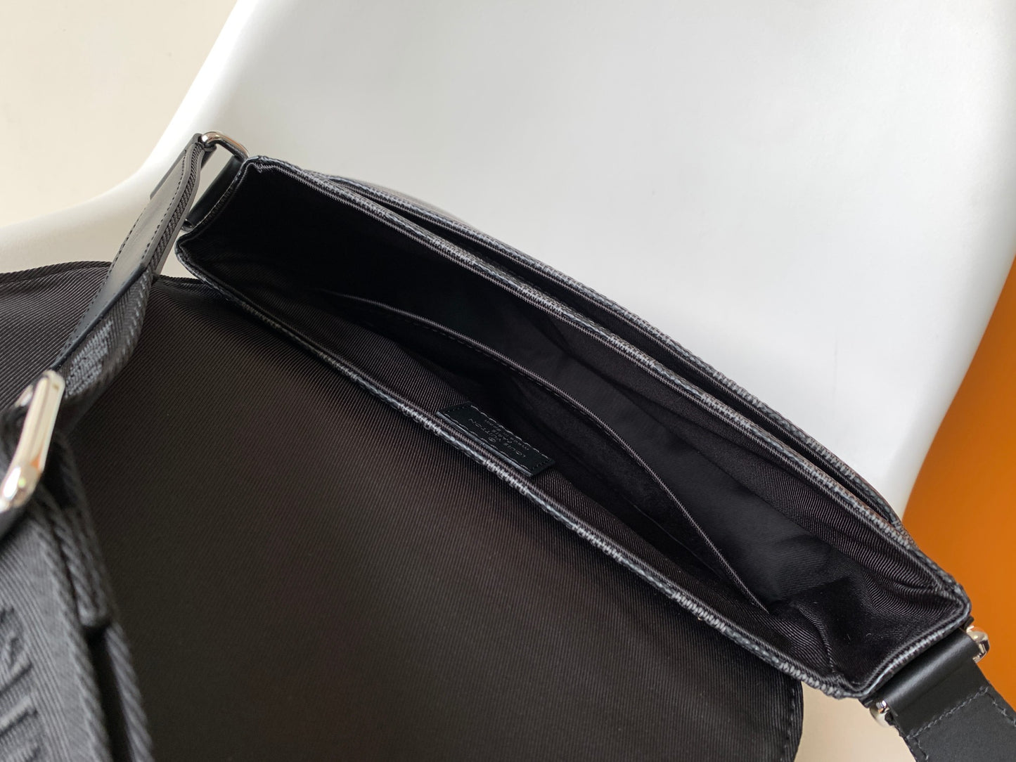 Louis Vuitton Black and Grey Checkered Canvas Crossbody Shoulder Messenger Bag