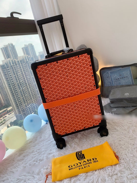Orange Chevron Pattern Spinner Suitcase Luxury Travel Luggage