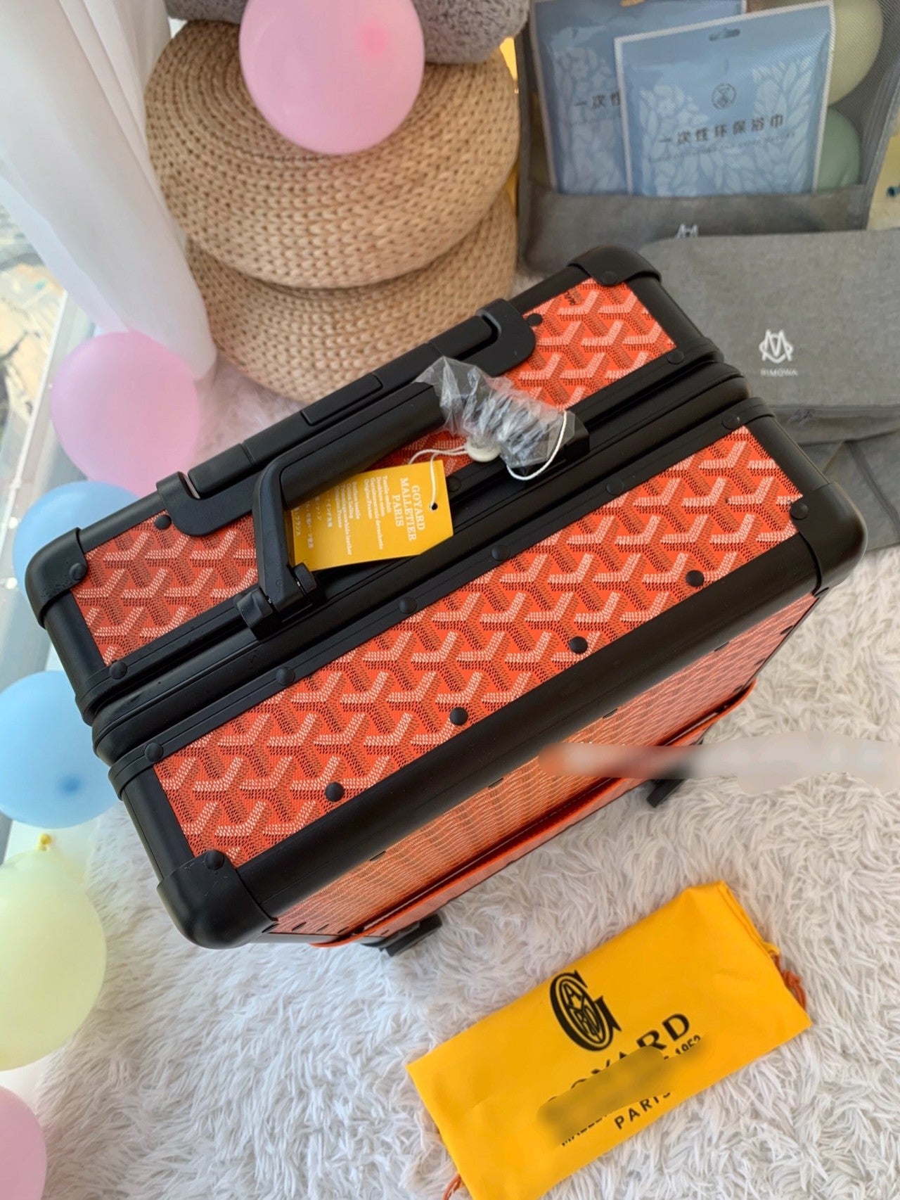 Orange Chevron Pattern Spinner Suitcase Luxury Travel Luggage