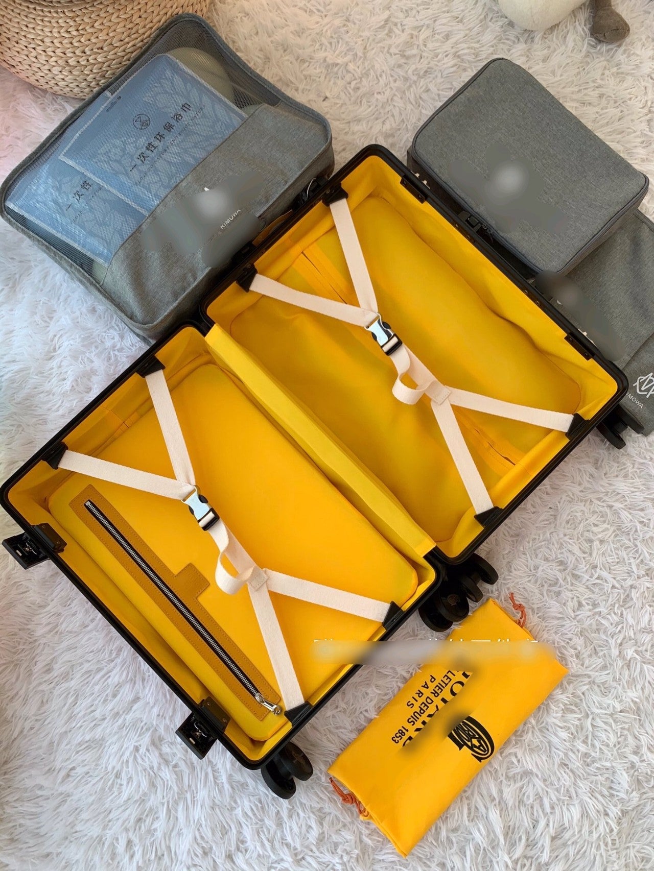 Orange Chevron Pattern Spinner Suitcase Luxury Travel Luggage