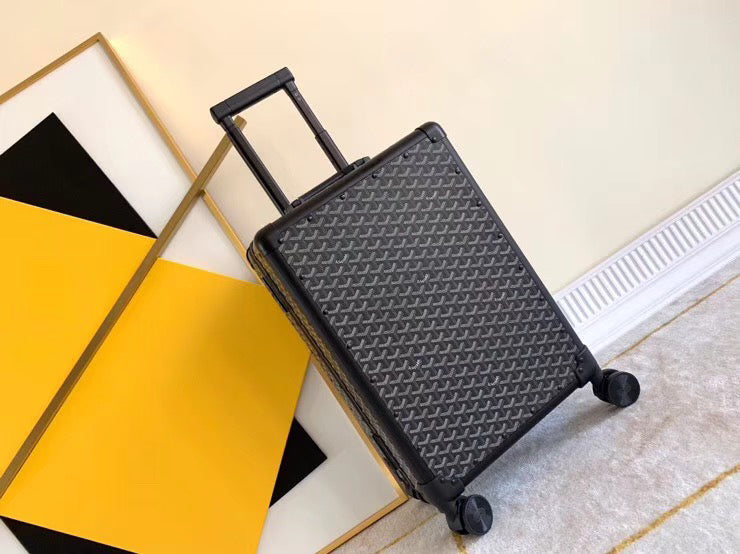 Luxury Black Diamond Pattern Hardshell Spinner Carry-on Suitcase
