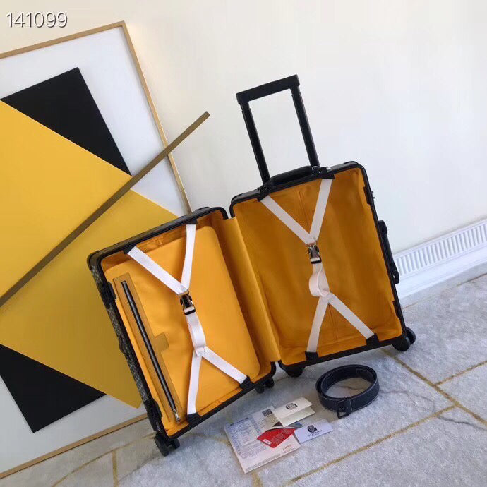 Luxury Black Diamond Pattern Hardshell Spinner Carry-on Suitcase