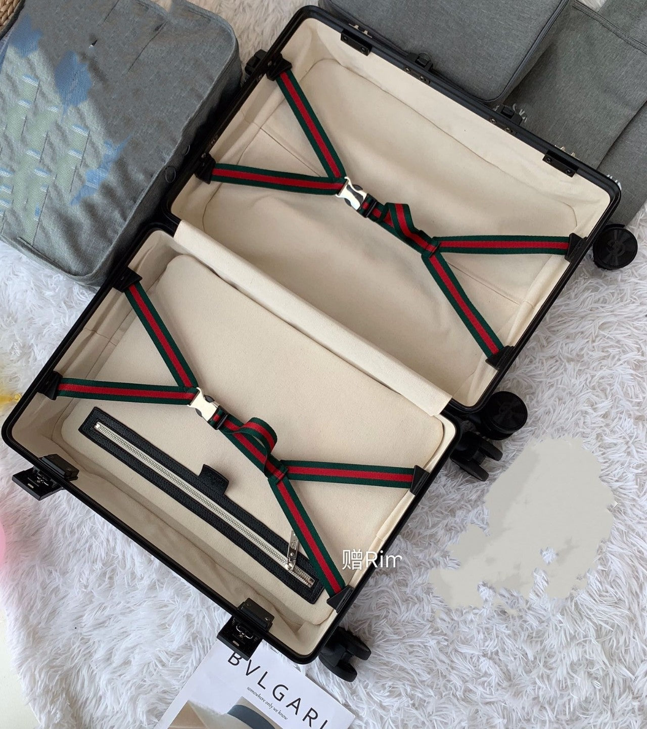 Rainbow Monogram Print Carry-On Travel Suitcase with Spinner Wheels