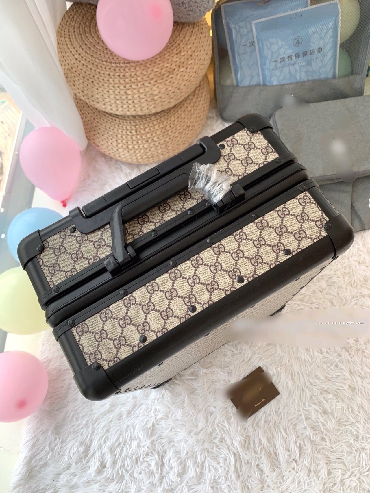Vintage Geometric Pattern Rolling Suitcase Hardside Spinner Luggage