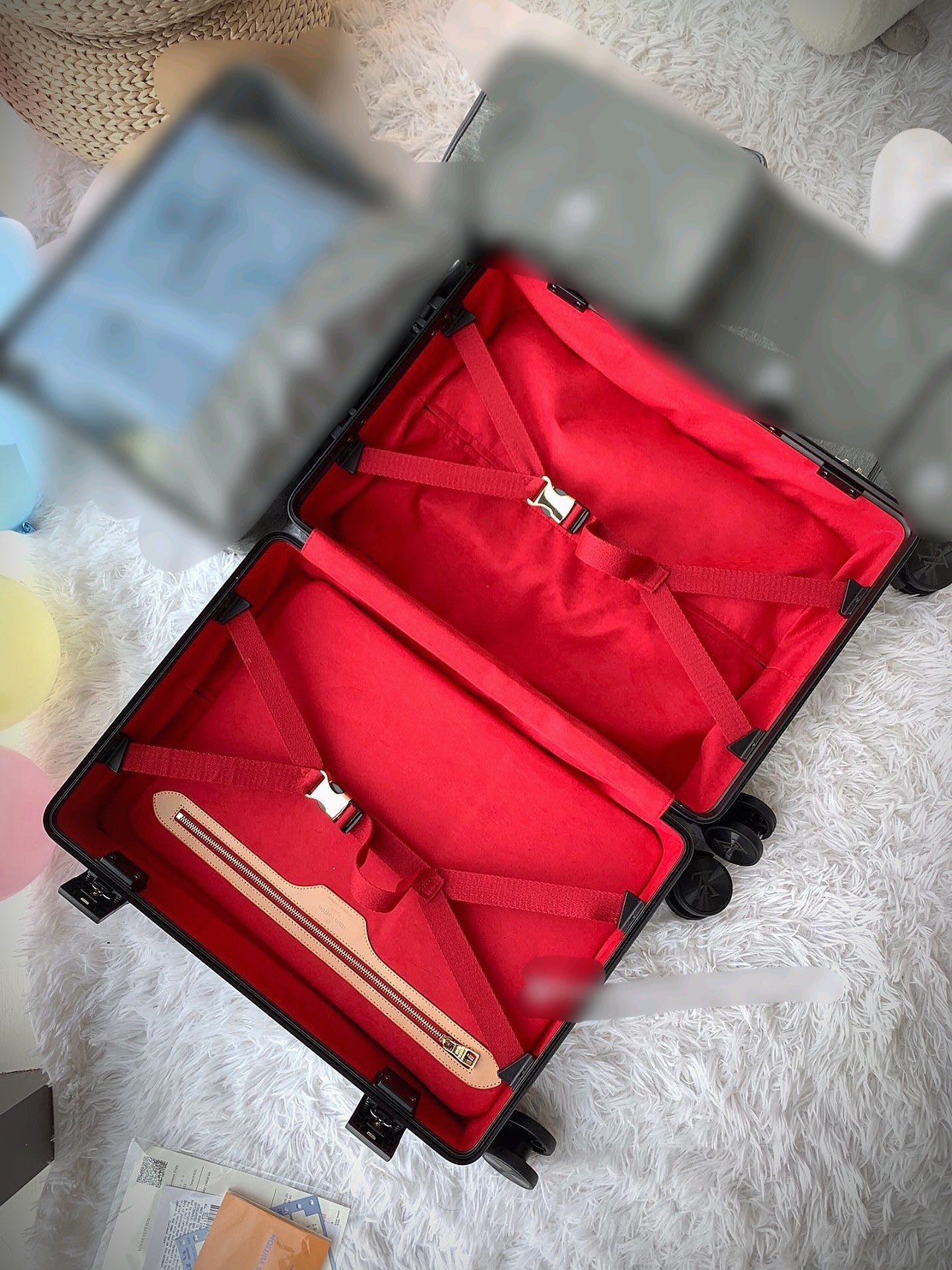 Multi-Color Monogram Print White Hardshell Spinner Luggage Suitcase