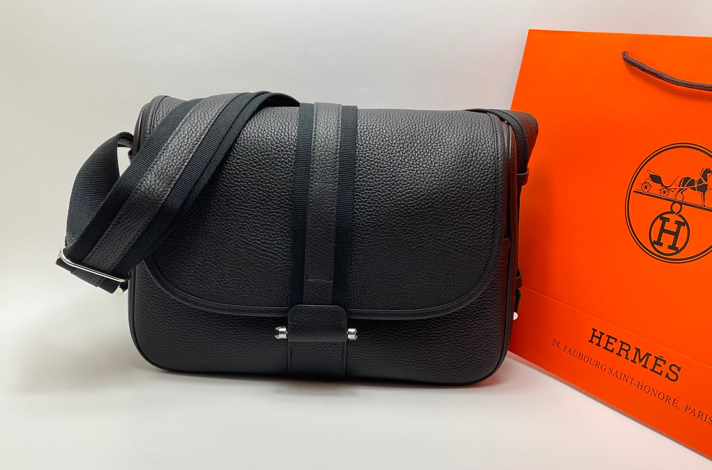 Hermès Jypsiere Messenger Bag - Etoupe Taurillon Clemence Leather - Silver Hardware