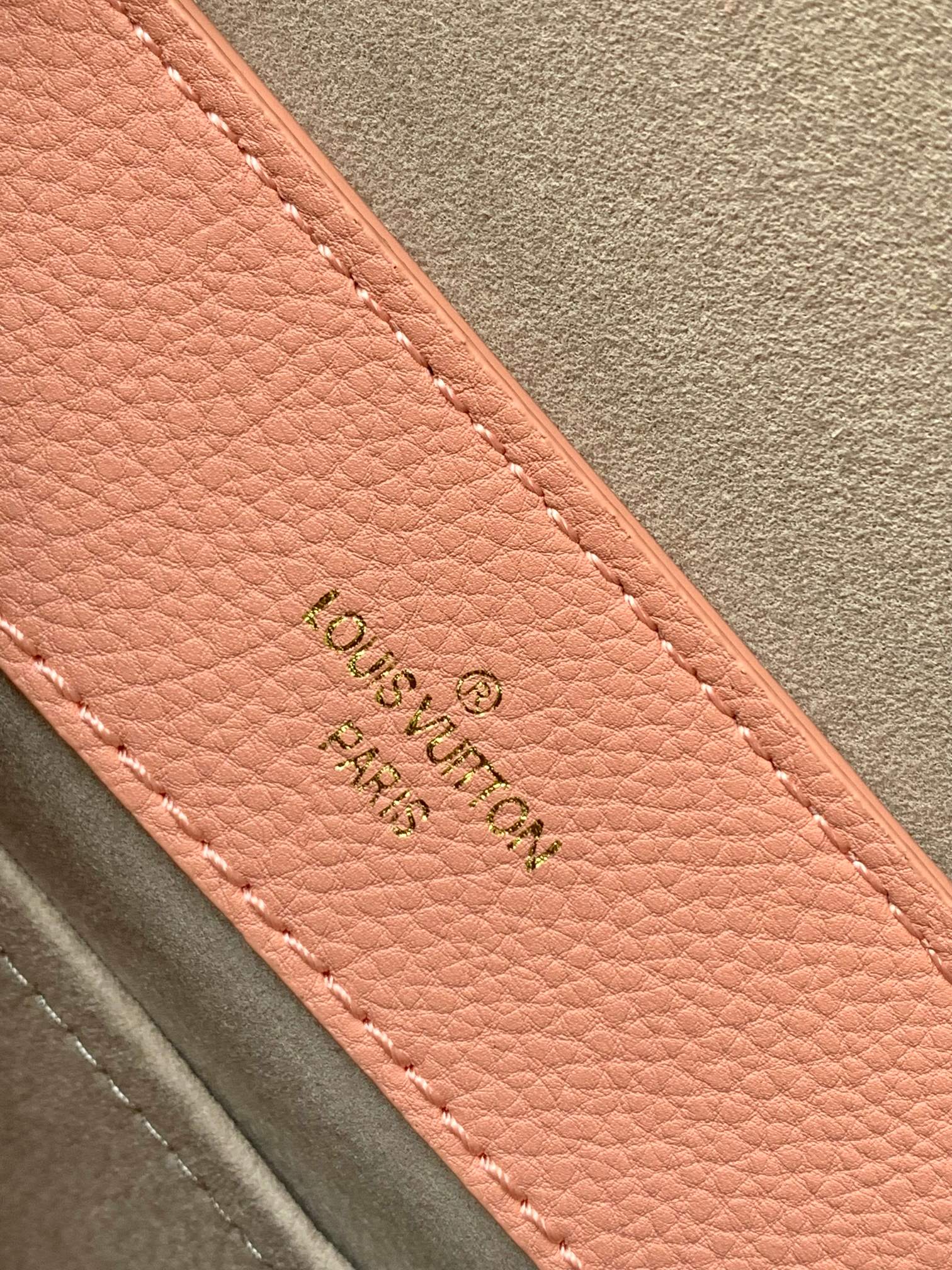 Louis Vuitton Blush Pink Grained Leather Top Handle Handbag with Gold Clasp