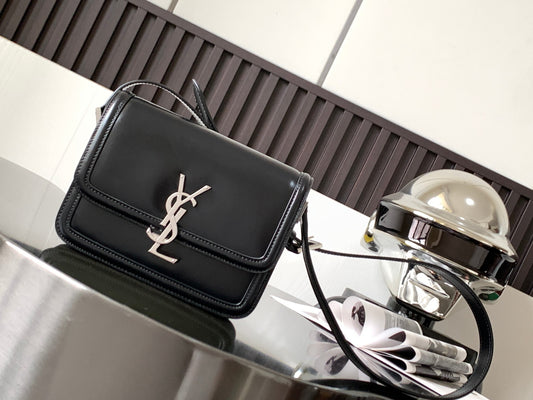 Saint Laurent Small Solferino Satchel in Black Box Leather