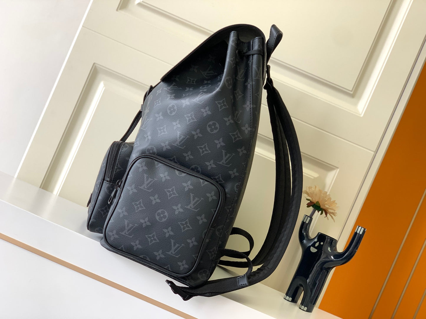 Louis Vuitton Luxury Dark Grey Monogram Printed Utility Leather Backpack