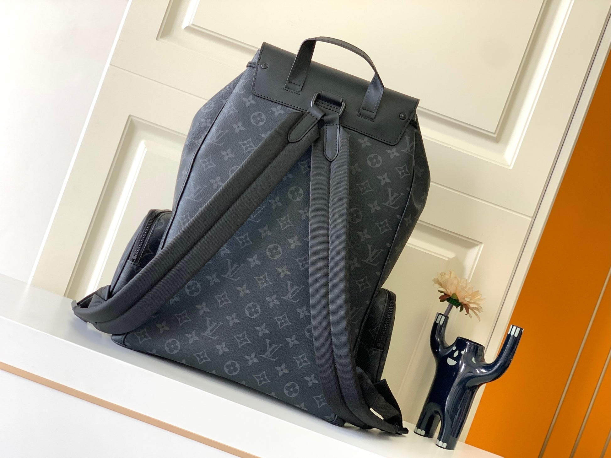 Louis Vuitton Luxury Dark Grey Monogram Printed Utility Leather Backpack
