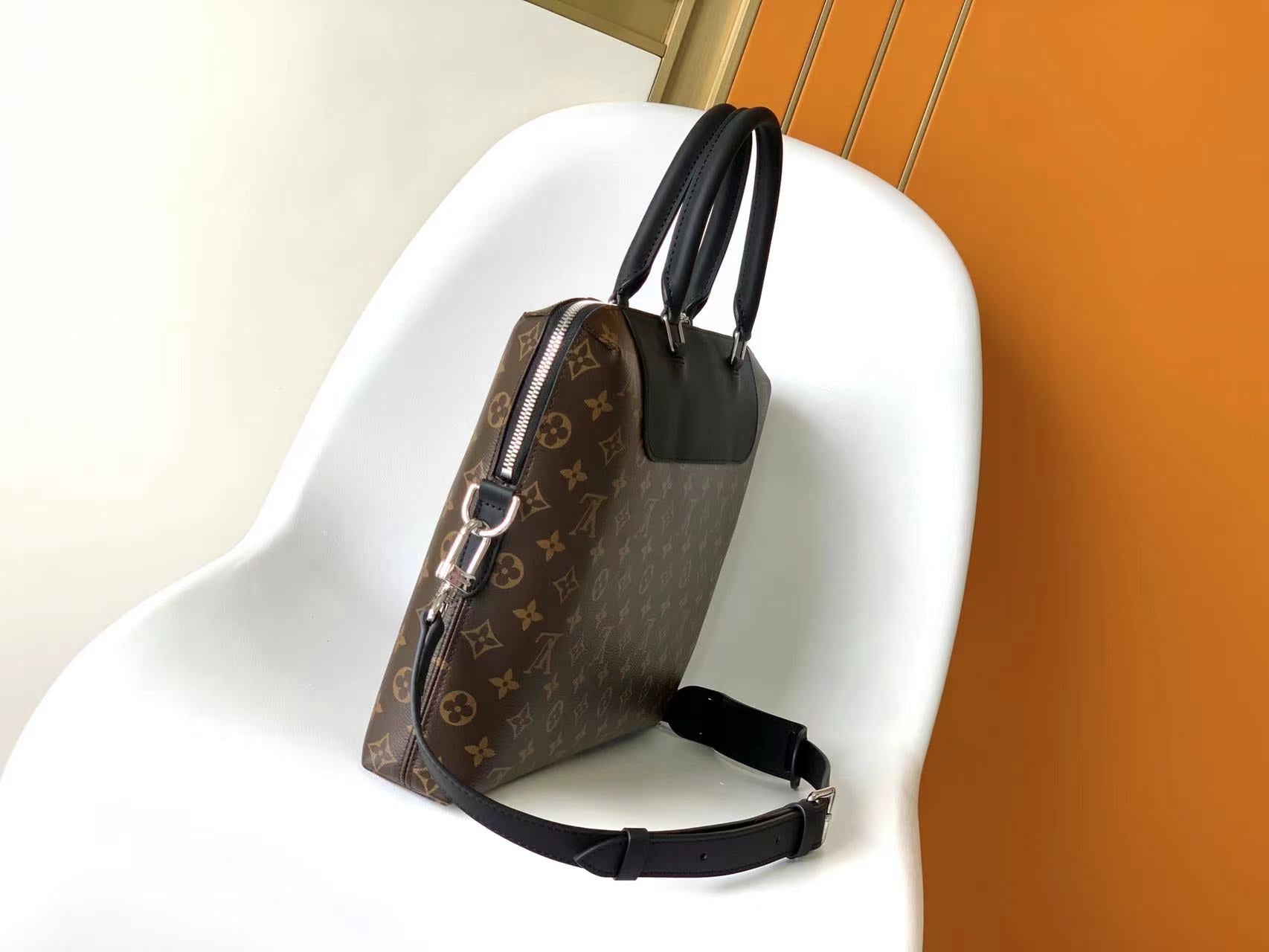 Louis Vuitton Classic Monogram Canvas Laptop Briefcase Bag with Shoulder Strap