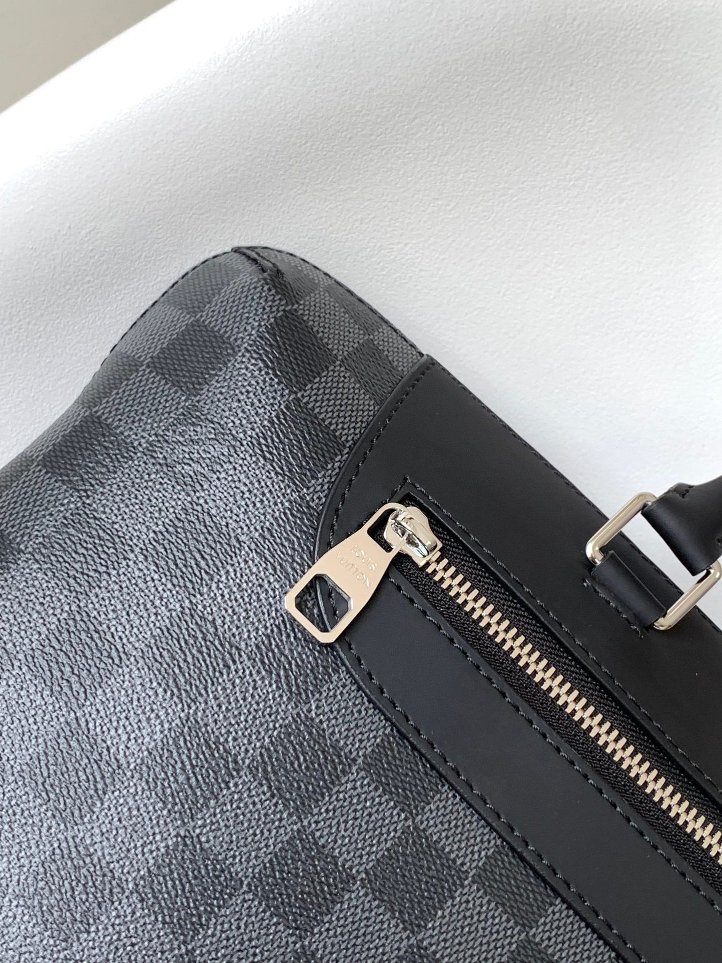 Louis Vuitton Grey Checkerboard Leather Briefcase Men's Laptop Messenger Bag