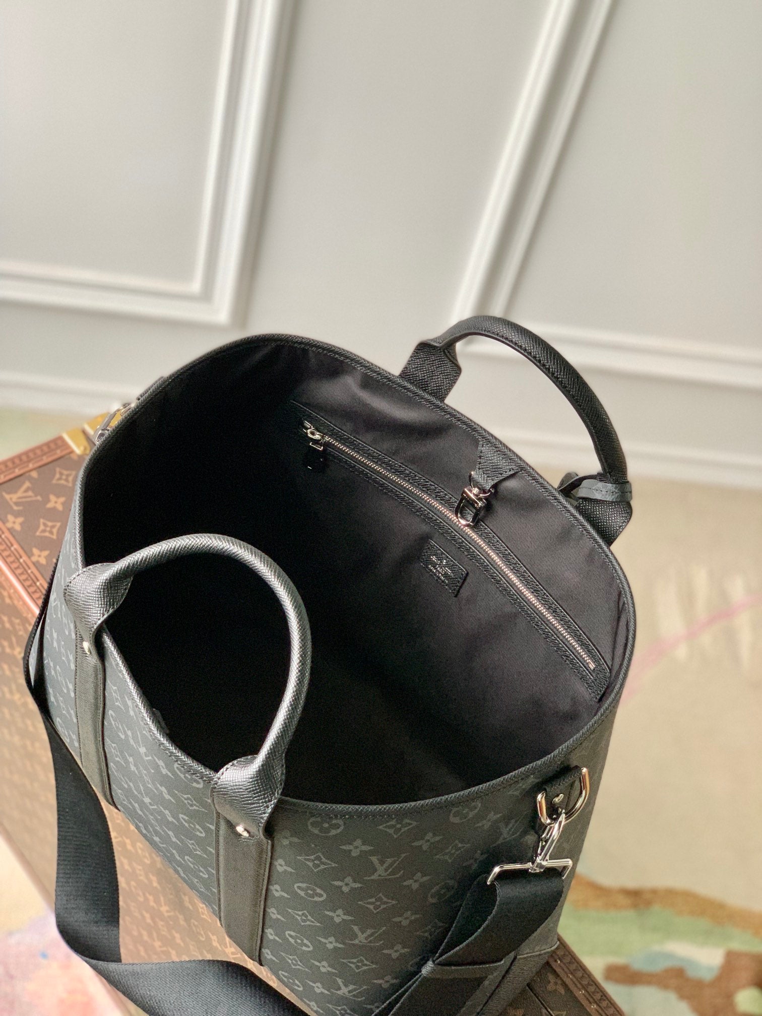 Louis Vuitton Black Monogram Canvas Business Briefcase with Leather Trim