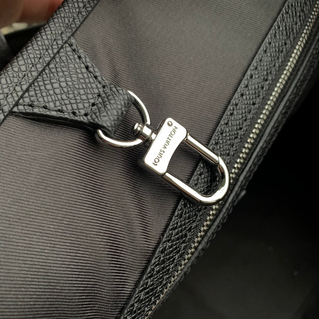 Louis Vuitton Black Monogram Canvas Business Briefcase with Leather Trim