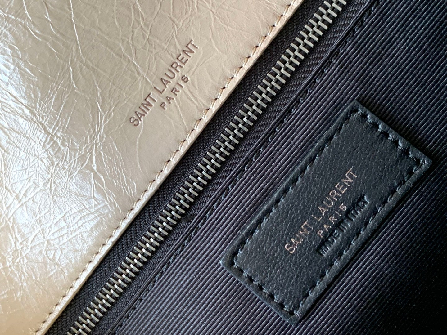 Saint Laurent Niki Medium Shoulder Bag in Crinkled Vintage Leather - Beige
