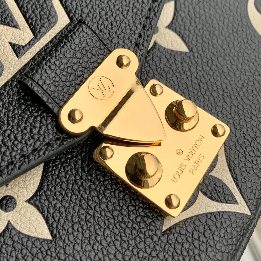 Louis Vuitton Black Patterned Leather Crossbody Bag with Gold Chain Strap