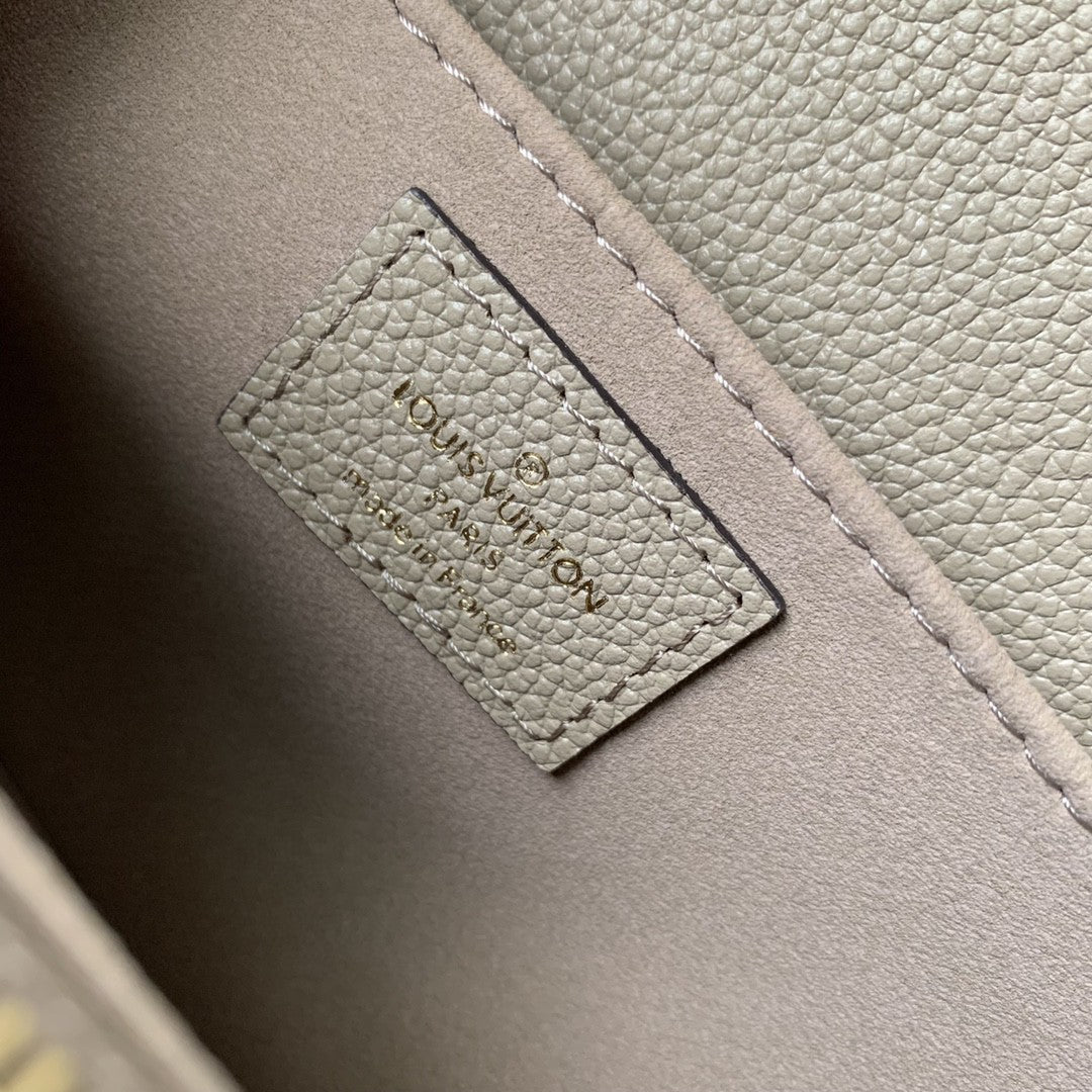 Louis Vuitton Taupe Monogram Embossed Leather Crossbody Handbag with Gold Clasp