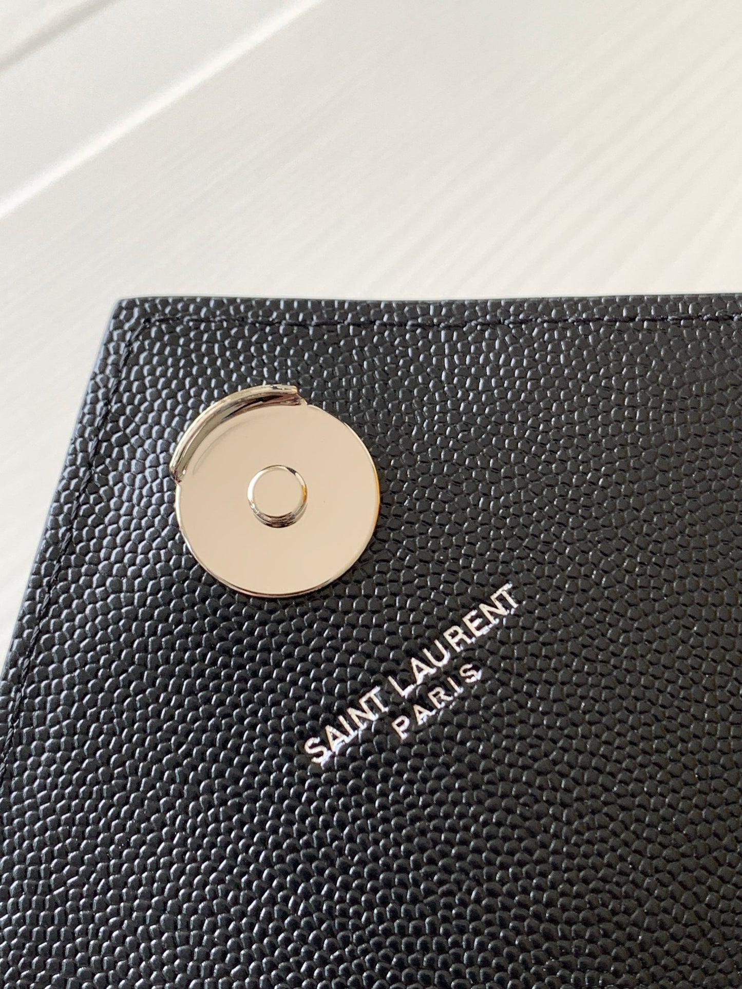 Saint Laurent Monogram Envelope Chain Wallet in Quilted Leather - Black