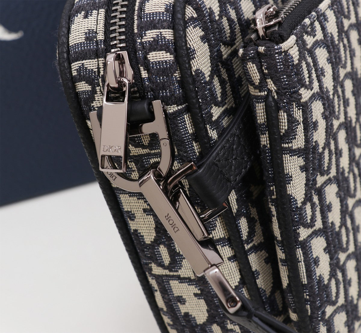 Dior Black Monogram Jacquard Messenger Bag with Saddle Flap and Strap Pouch