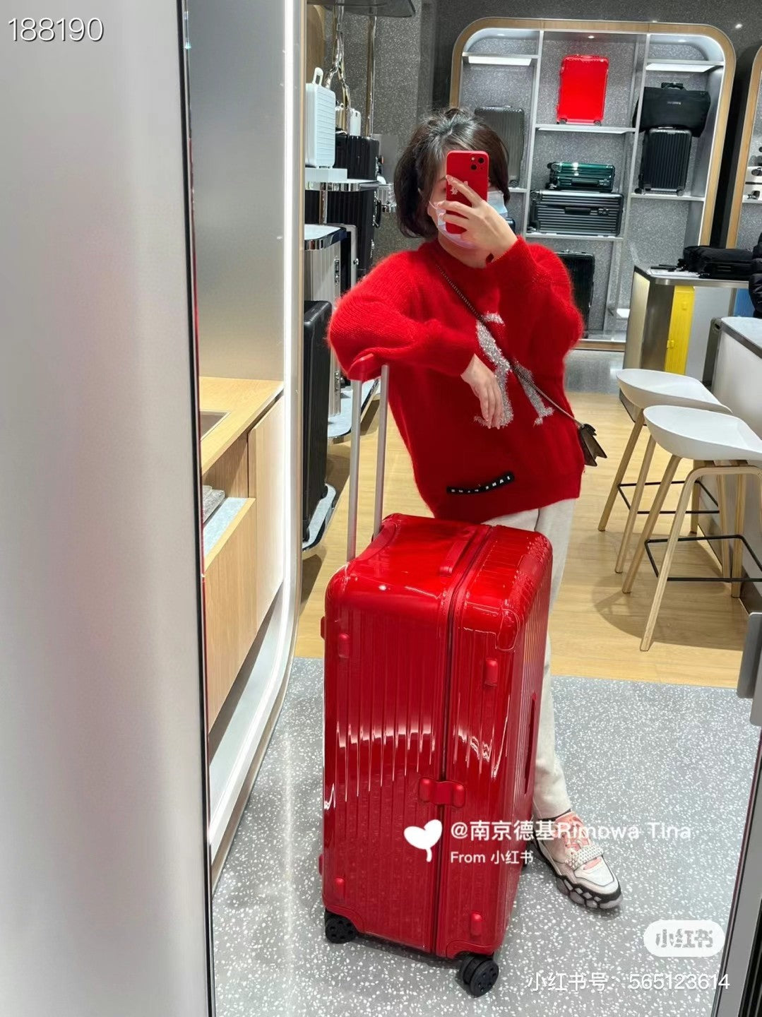 Vibrant Glossy Red Hard Shell Spinner Suitcase for Travel