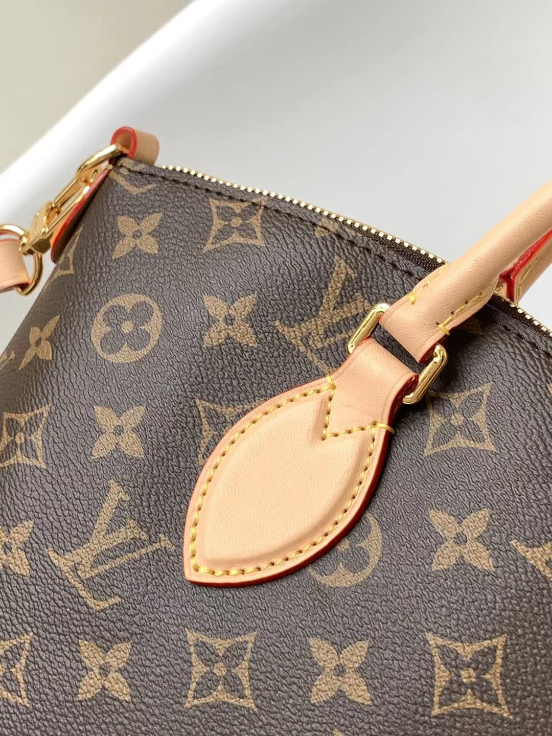 Louis Vuitton Brown Monogram Pattern Canvas Satchel Handbag with Leather Handles