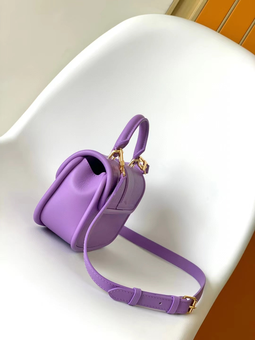 Louis Vuitton Elegant Purple Textured Leather Mini Top Handle Crossbody Bag