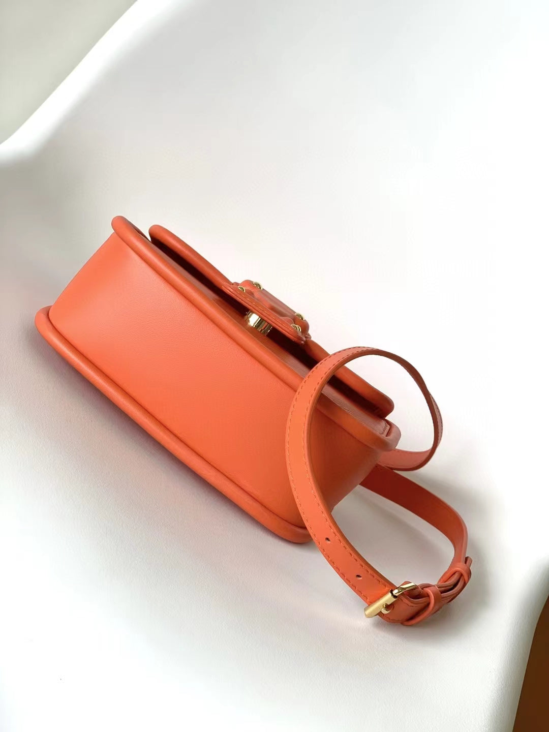 Louis Vuitton Bright Orange Textured Leather Mini Handbag with Top Handle